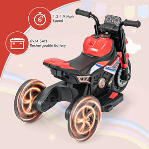 6V Kids Ride-On Motorcycle with Detachable Training Wheels, Battery-Powered Motorbike