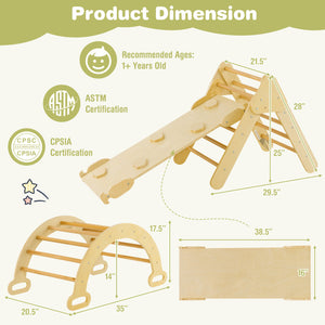 2-in-1 Wooden Kids Climber with Triangle Arch Ramp – Outdoor Climbing Toy for Toddlers