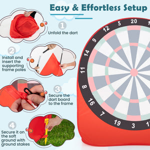 Large Kids Dart Board with 4 Kick Balls - Safe Indoor Outdoor Game for 6 Years and Above