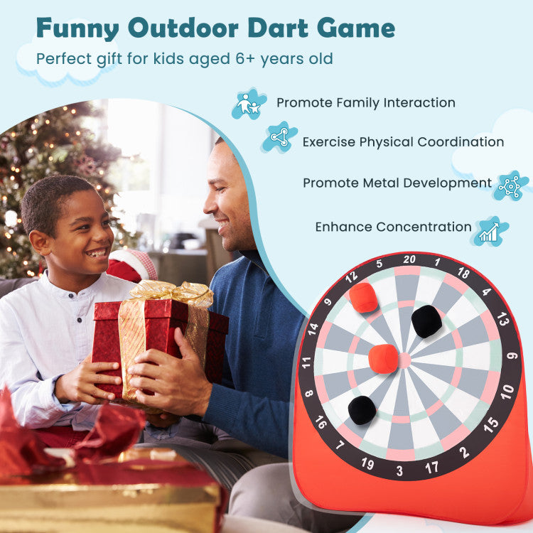 Large Kids Dart Board with 4 Kick Balls - Safe Indoor Outdoor Game for 6 Years and Above