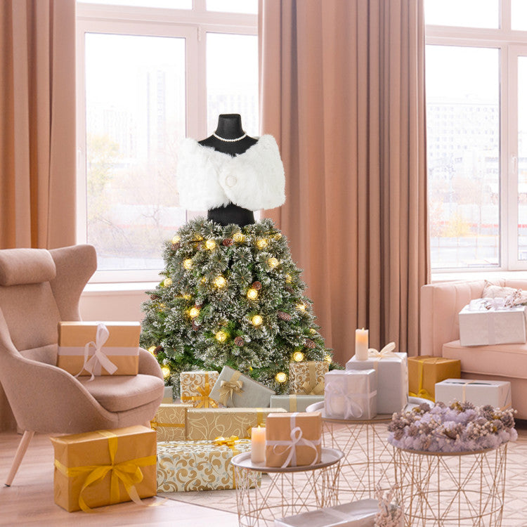 5 FT Pre-Lit Artificial Christmas Tree Dress Form – Mannequin Style Holiday Decor