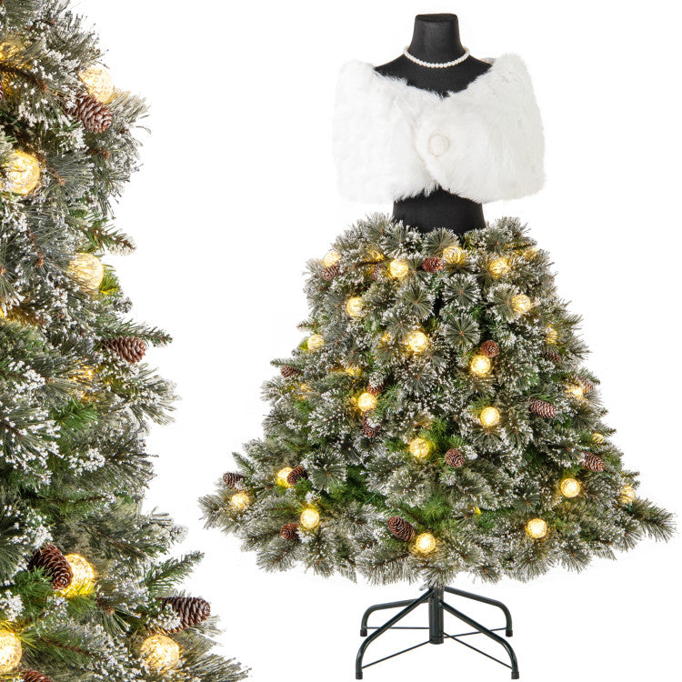 5 FT Pre-Lit Artificial Christmas Tree Dress Form – Mannequin Style Holiday Decor