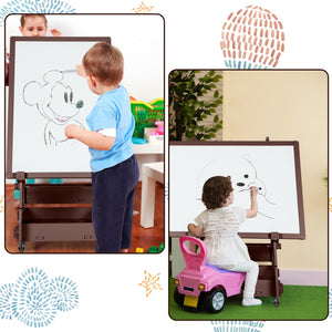 Multifunctional Kids' Art Easel with Adjustable Height, Chalkboard, and Whiteboard