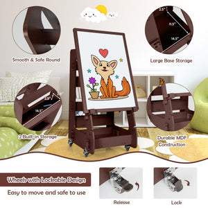 Multifunctional Kids' Art Easel with Adjustable Height, Chalkboard, and Whiteboard