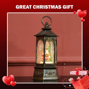 Musical Christmas Snow Globe Lantern - Battery Operated Lighted Glitter Globe, Bronze