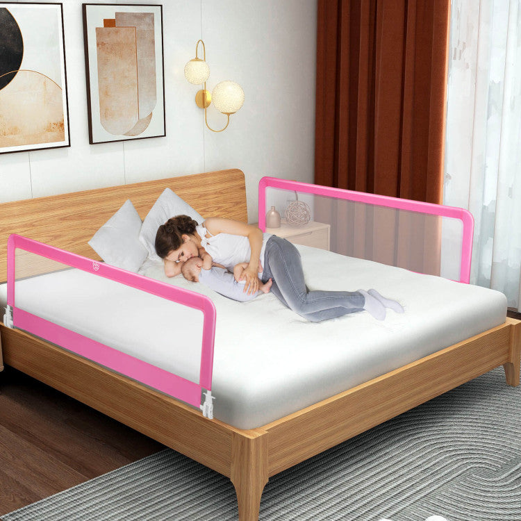 59" Foldable Breathable Baby Bed Rail Guard with Safety Strap for Secure Sleep Protection