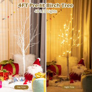 Pre-Lit White Twig Birch Tree with LED Lights for Christmas Holiday Decor