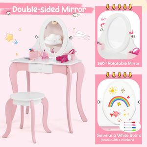 pretend kids vanity set pink