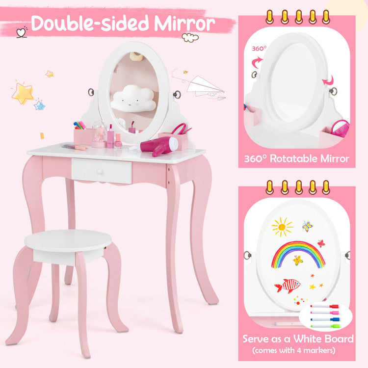 pretend kids vanity set pink