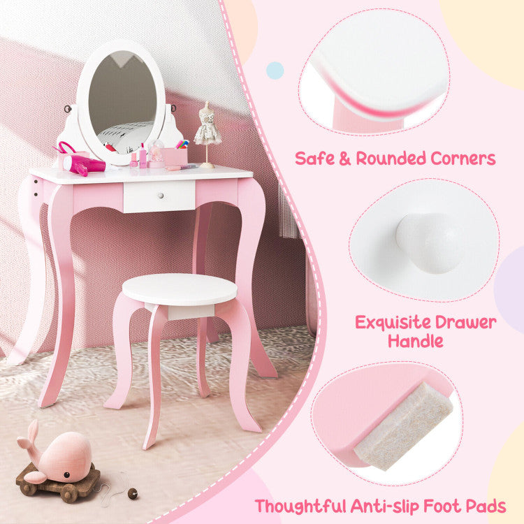 pretend kids vanity set pink