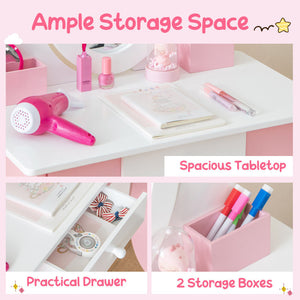 pretend kids vanity set pink