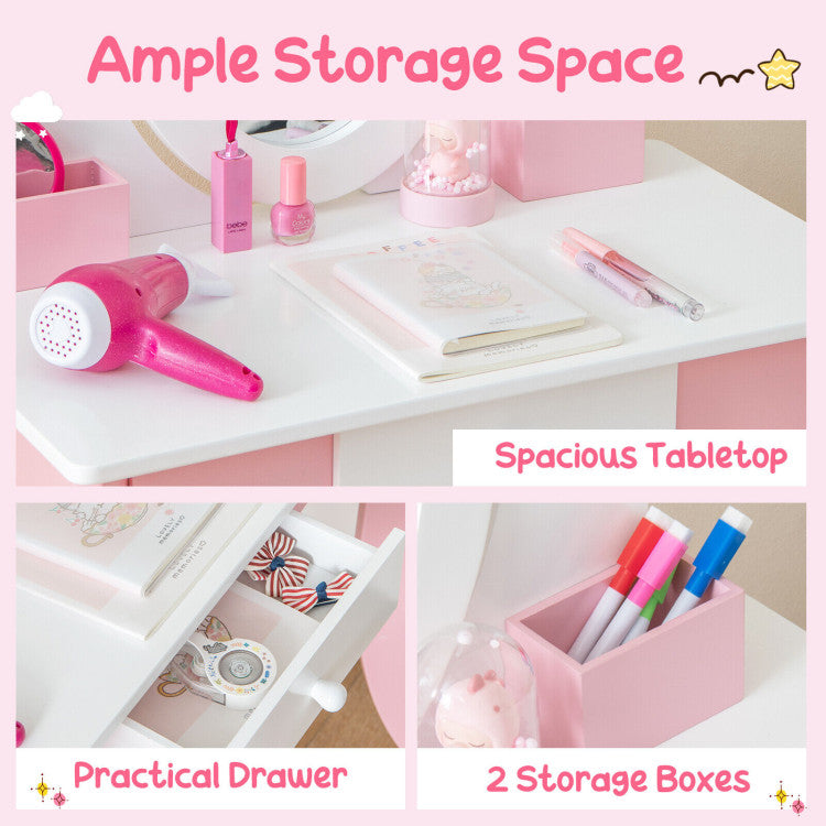 pretend kids vanity set pink