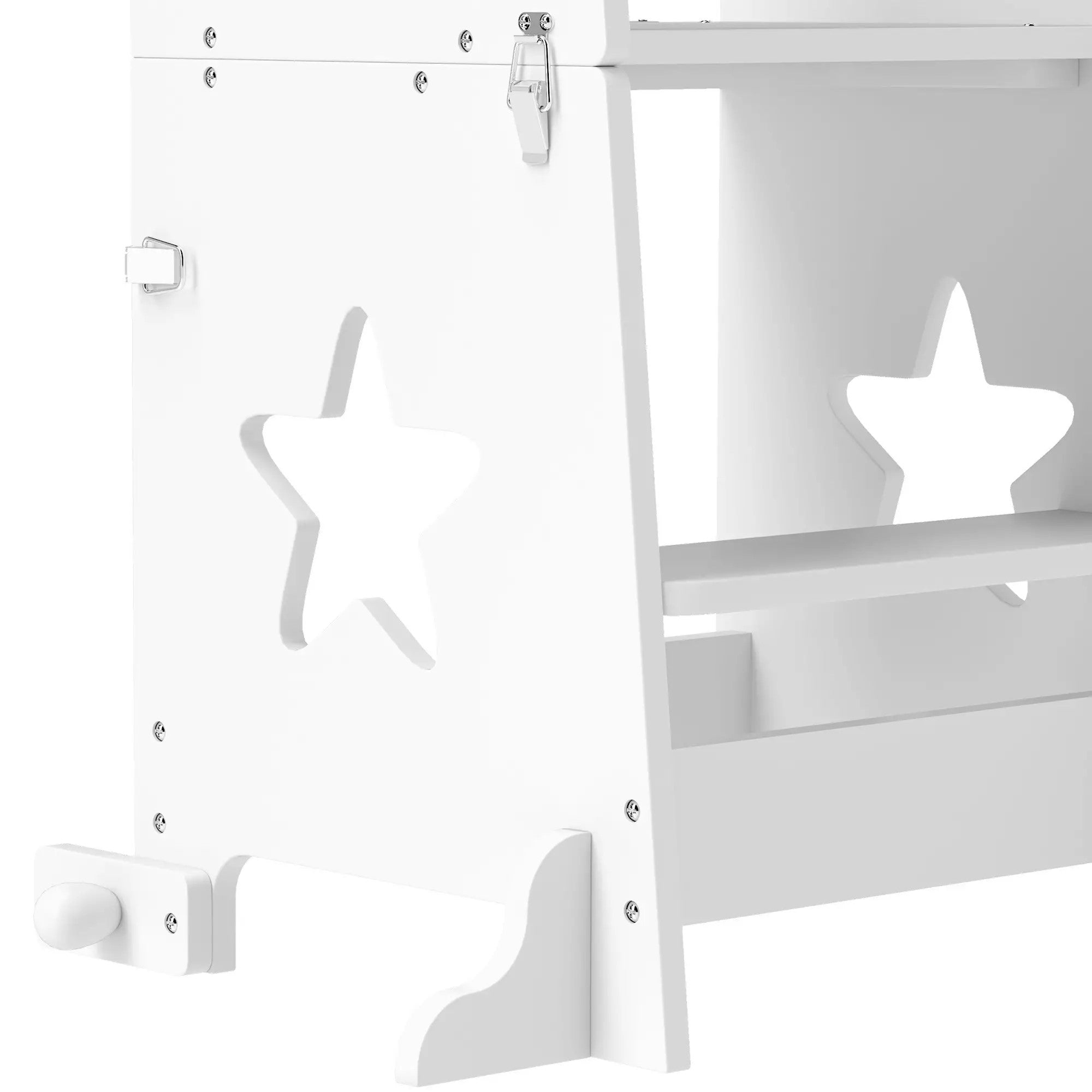 Qaba 2-in-1 Toddler Kitchen Tower with Safety Rail, Step Stool to Table and Chair for Bathroom, Sink, Counter, and Kitchen Use