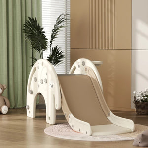 Qaba 3-in-1 Toddler Slide for Ages 1-3 with Basketball Hoop, Climber, Elephant Theme