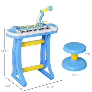 Qaba 31-Key Kids Toy Keyboard Piano with Stool, Microphone, Lights & Multiple Sounds