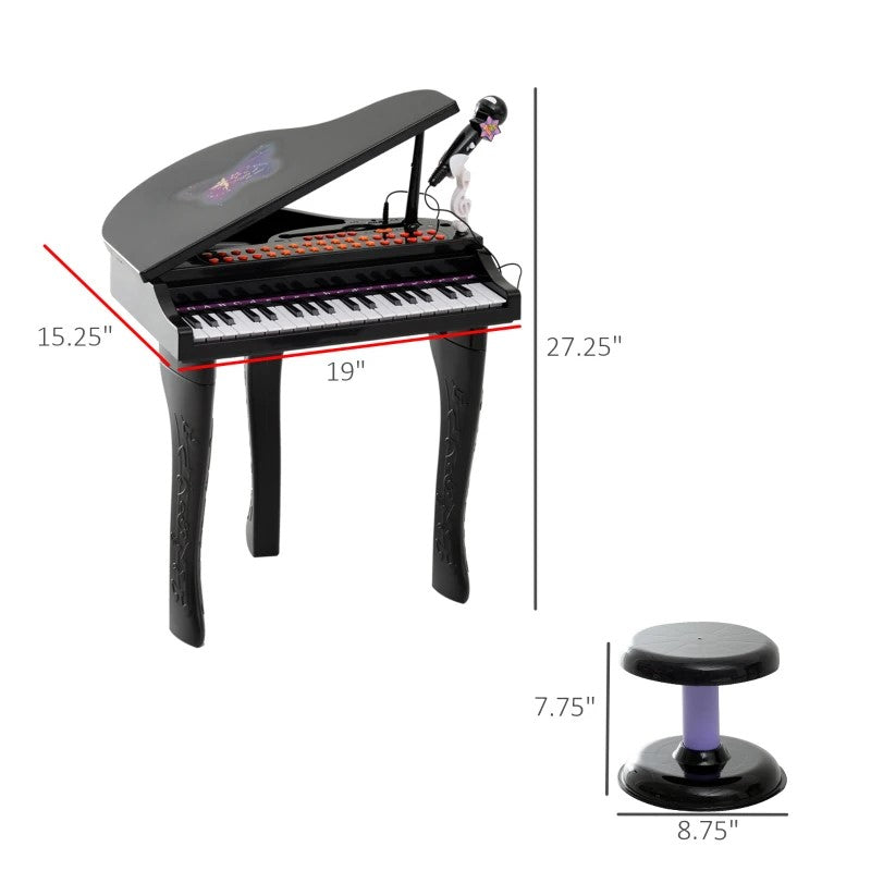 Qaba 37-Key Kids Piano Keyboard with Microphone, Stool, MP3, U-Disk, & Lights for Ages 3-6