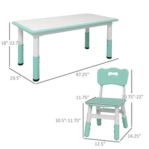 Qaba Kids Table and Chair Set, 5-Piece Adjustable Height Toddler Set for Ages 1.5-5