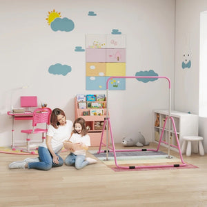 Qaba Kids Table and Chair Set with USB Light, Storage Drawer – Ideal for Study & Crafts