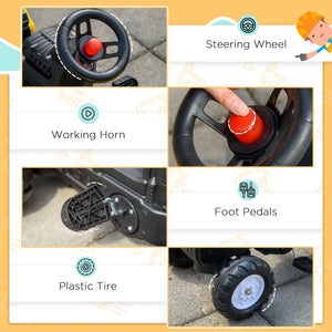 Pedal-powered construction ride-on tractor for kids 4-8