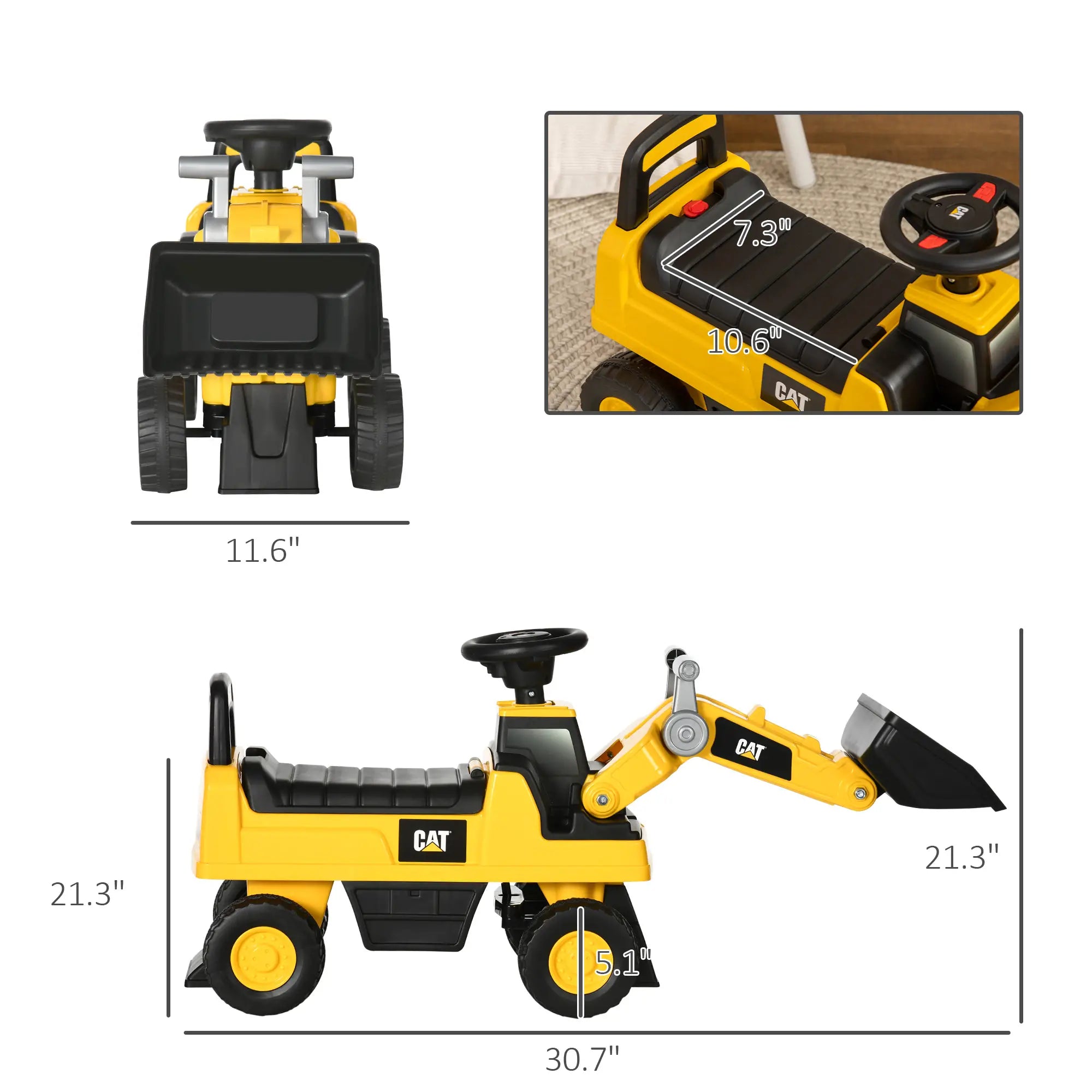 Outdoor excavator ride-on tractor toy for kids ages