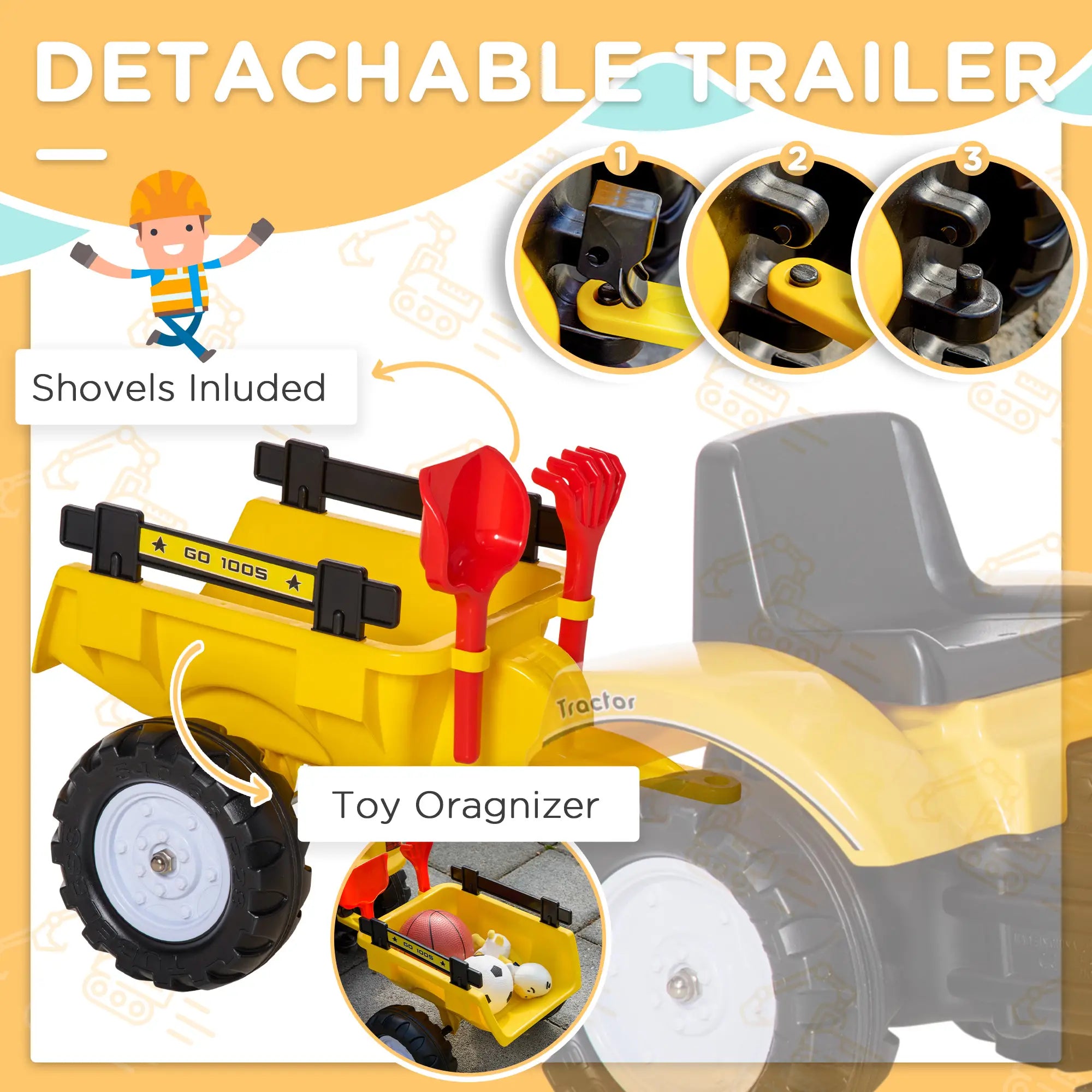 Ride-on tractor style bulldozer for toddlers 1-3 years old