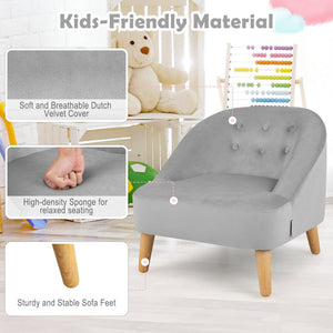 Soft Velvet Upholstered Kids Sofa Chair with Matching Ottoman - Cozy and Stylish