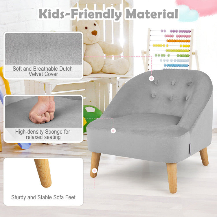 Soft Velvet Upholstered Kids Sofa Chair with Matching Ottoman - Cozy and Stylish