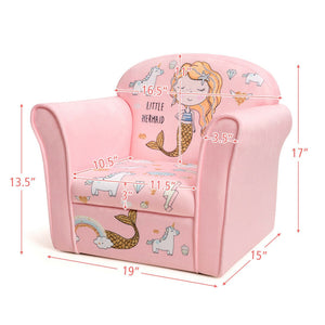 Super Soft Kids Couch Sofa in Velvet with Armrests – Lamb and Mermaid Design, Cozy Seating