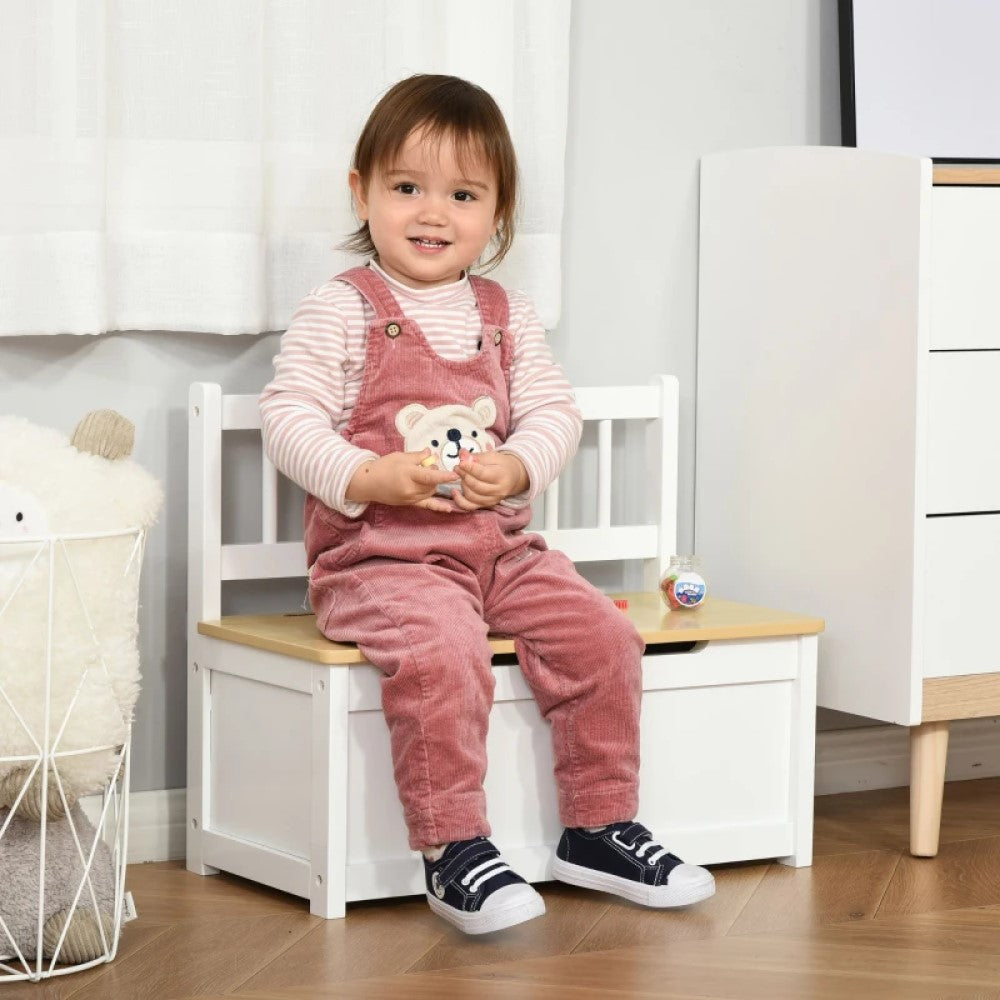Toddler Toy Box Storage Bench with 27L Interior – Kids Storage Seat for Playroom