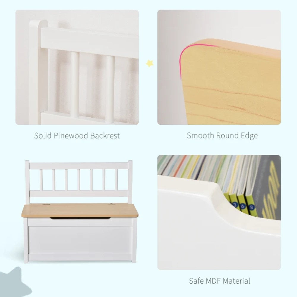 Toddler Toy Box Storage Bench with 27L Interior – Kids Storage Seat for Playroom