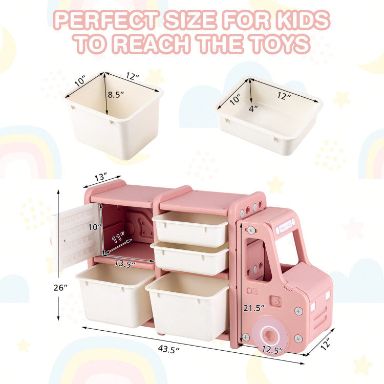 Toddler Truck Storage Organizer with Plastic Bins – Fun and Functional Toy Storage