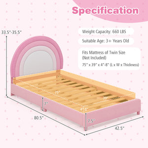 Twin Bed Frame with Adjustable Headboard, Sturdy Wooden Slats, and Durable Construction