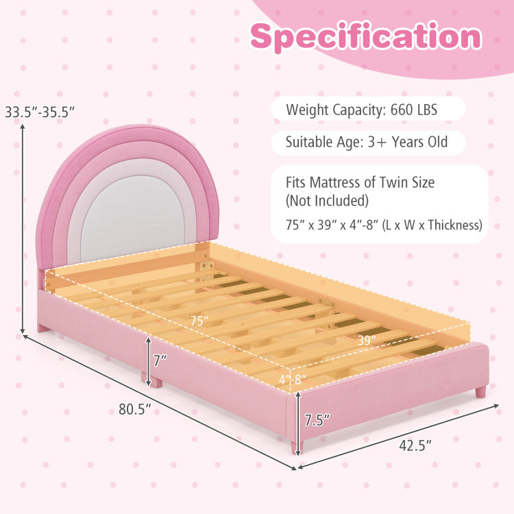 Twin Bed Frame with Adjustable Headboard, Sturdy Wooden Slats, and Durable Construction