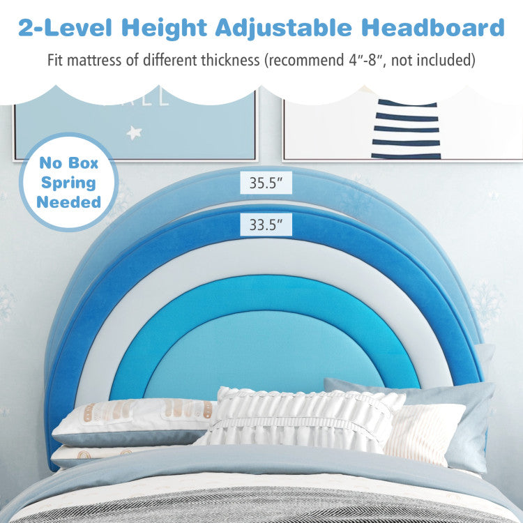 Twin Bed Frame with Adjustable Headboard, Sturdy Wooden Slats, and Durable Construction