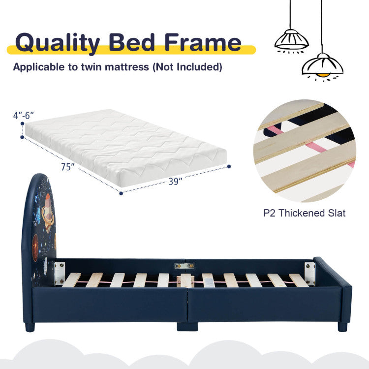 Twin Size Upholstered Platform Bed for Children – Stylish and Durable Single Bed