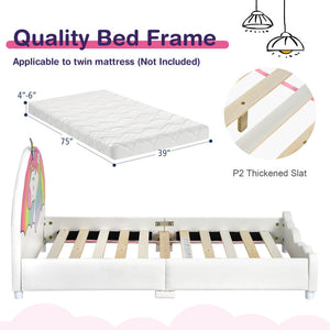 Twin Size Upholstered Platform Bed for Kids – Stylish and Durable Children's Single Bed