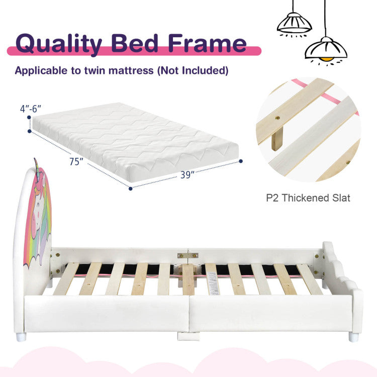 Twin Size Upholstered Platform Bed for Kids – Stylish and Durable Children's Single Bed
