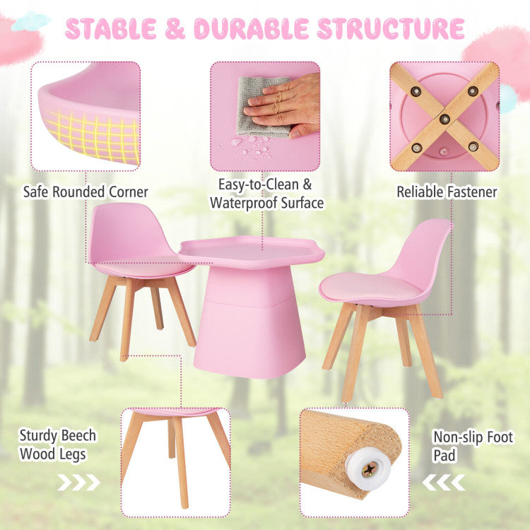 Wooden Kids Activity Table and Chair Set with Padded Seats for Fun and Comfort