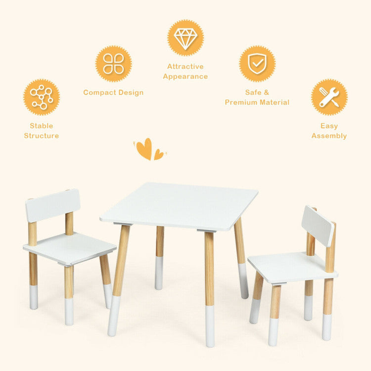 Wooden Kids Table and 2 Chairs Set – Durable Furniture for Play and Learning
