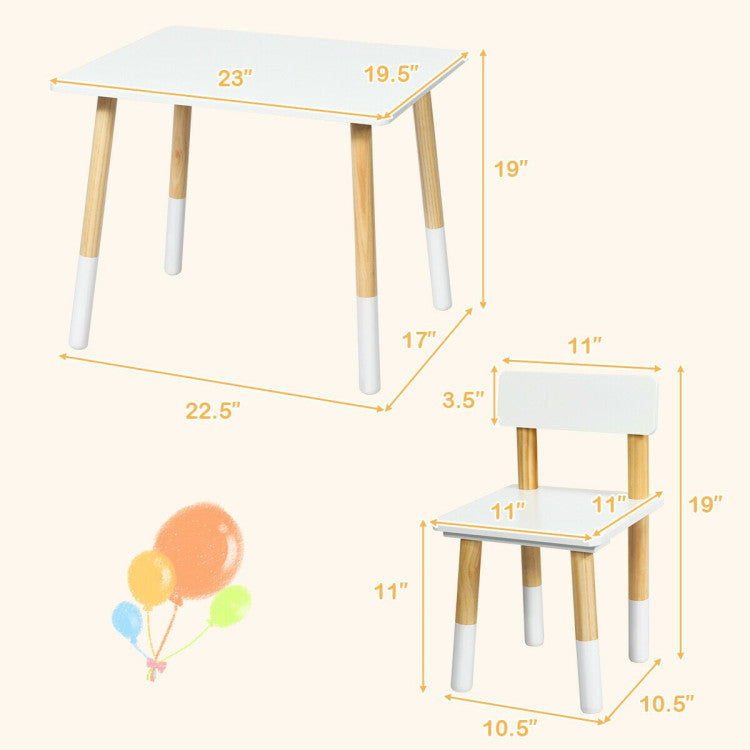 Wooden Kids Table and 2 Chairs Set – Durable Furniture for Play and Learning