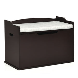 Wooden Kids Toy Storage Box Organizer Chest Bench with Flip-Top Lid, Cushion & Safety Hinge