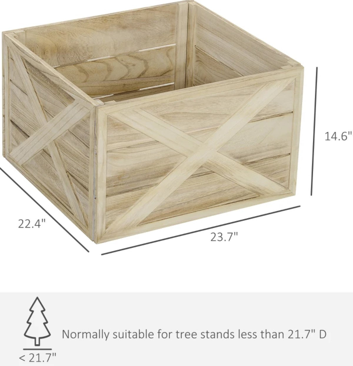 Wooden Tree Collar for Artificial Trees – Easy to Assemble with Distressed Finish
