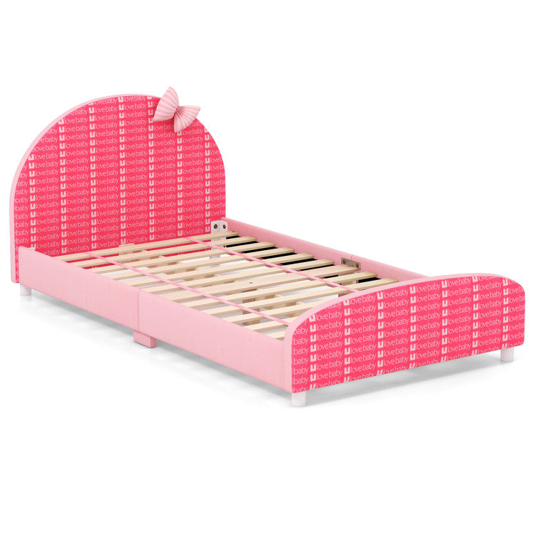 Wooden Upholstered Twin Platform Bed with Slat Support – Stylish and Durable