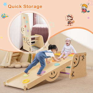 Wooden Triangle Climbing Toy Set with Seesaw | Kids' Indoor Climber & Play Equipment