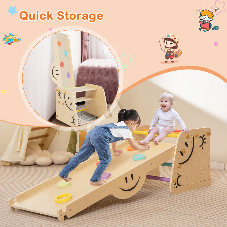 Wooden Triangle Climbing Toy Set with Seesaw | Kids' Indoor Climber & Play Equipment