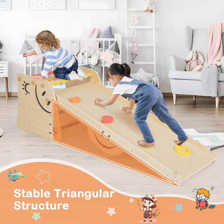 Wooden Triangle Climbing Toy Set with Seesaw | Kids' Indoor Climber & Play Equipment