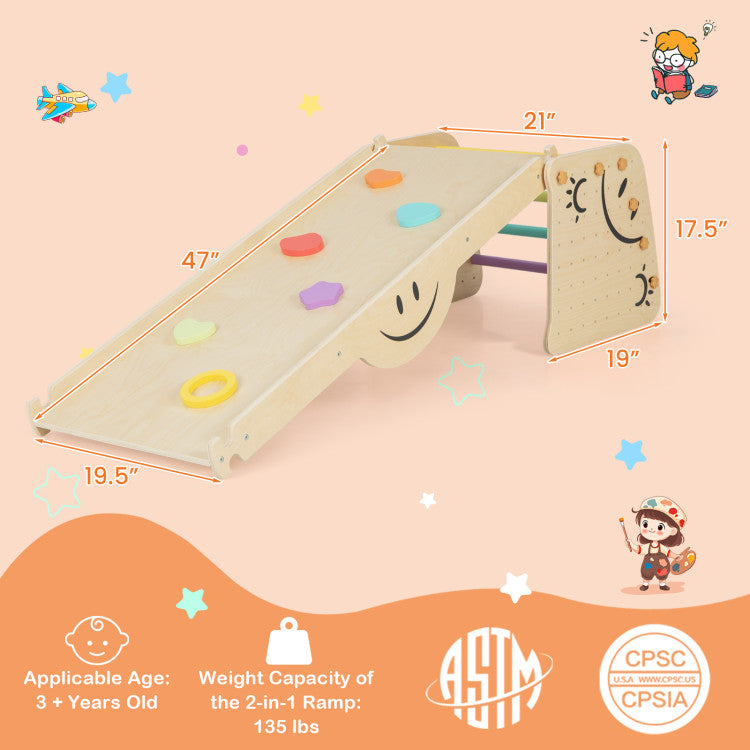 Wooden Triangle Climbing Toy Set with Seesaw | Kids' Indoor Climber & Play Equipment