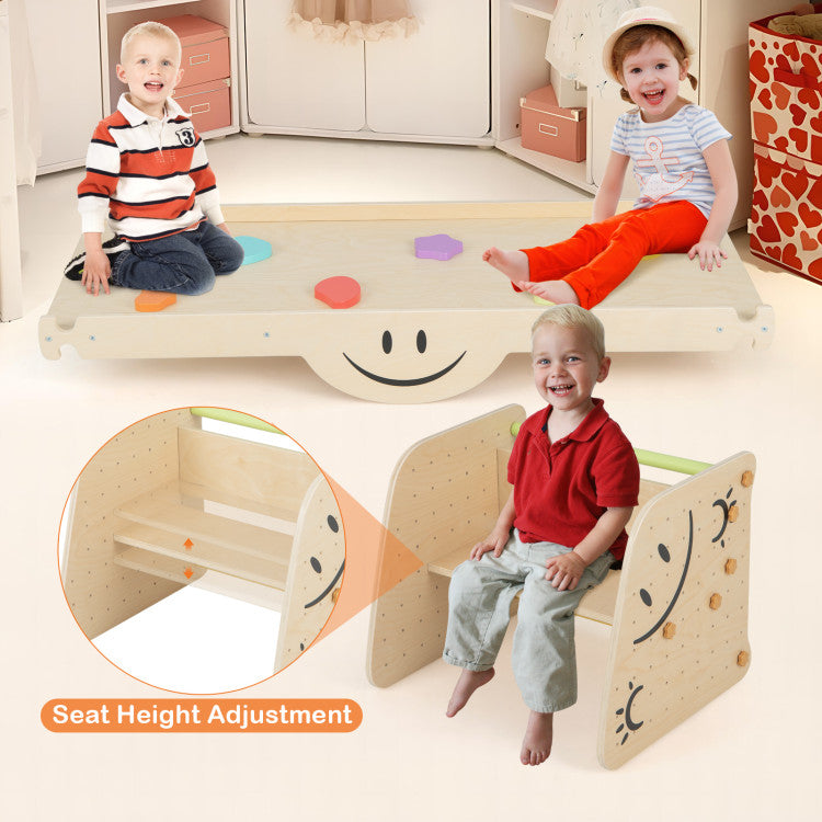 Wooden Triangle Climbing Toy Set with Seesaw | Kids' Indoor Climber & Play Equipment