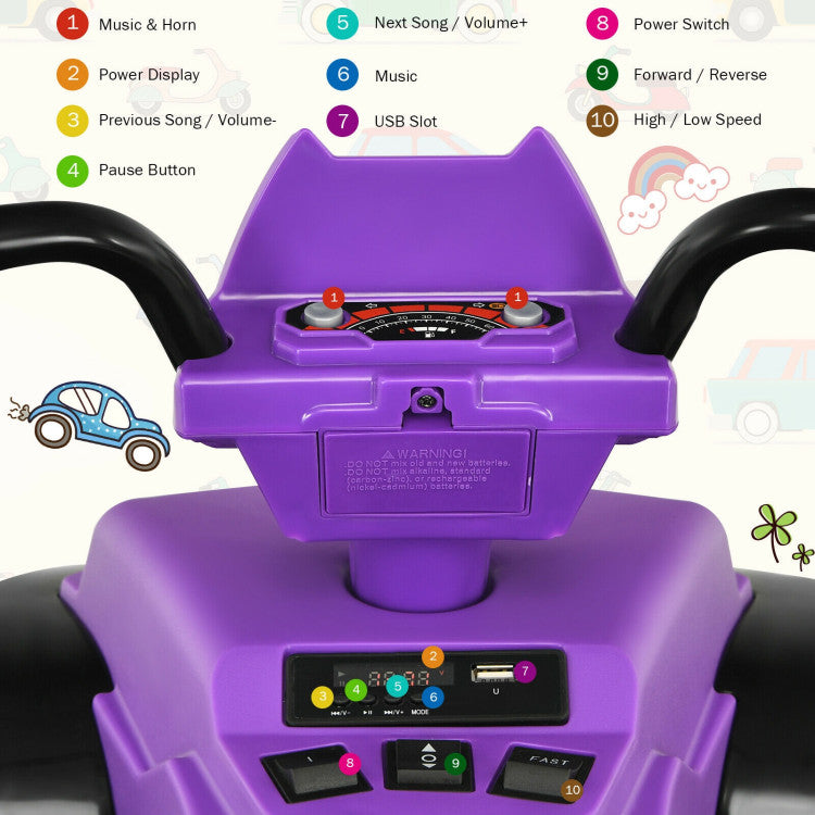 ATV ride-on toy for kids with dual-speed options