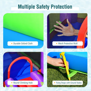 Bounce house for backyard play with water slide and pool